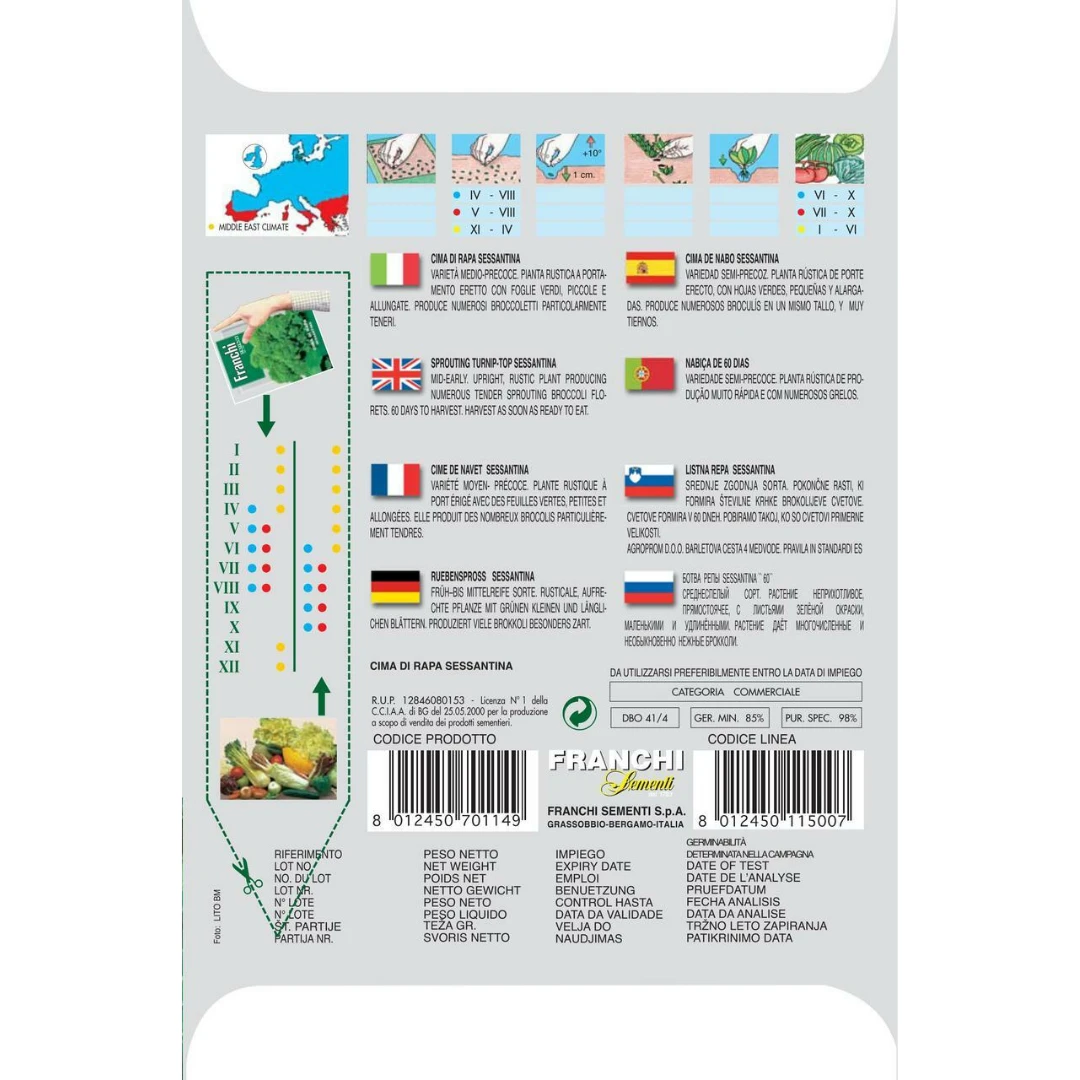 Garden Franchi Sementi Cima Di Rapa Sessantina Seeds 4 Garden Franchi Sementi Cima Di Rapa Sessantina Seeds